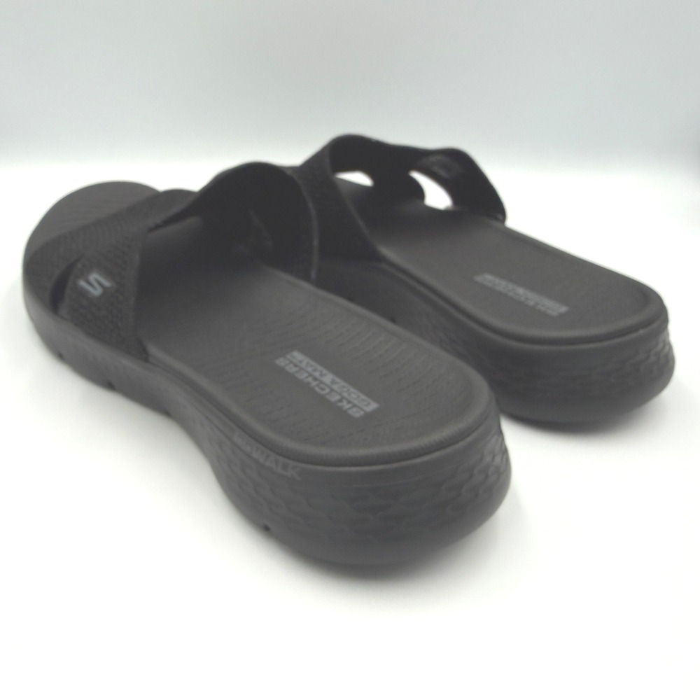 Skechers Go Walk Flex Sandals Women 11 Timeless Black NWT Sparkle Knit Slides - Picture 7 of 16